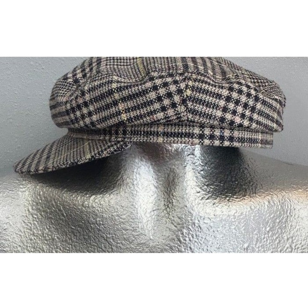 Isabel Marant Evie Cap Womens 56 Multicolor Excellent Plaid Newsboy Hat